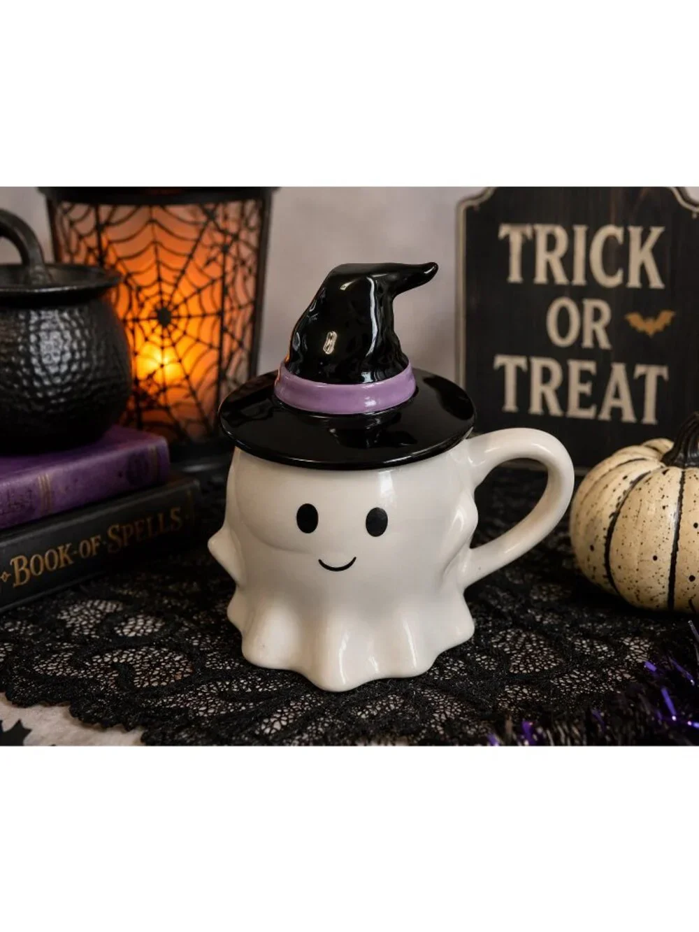Hyde and EEK Boutique Ghost Mug with Witch Hat Lid Halloween Stoneware Target 20